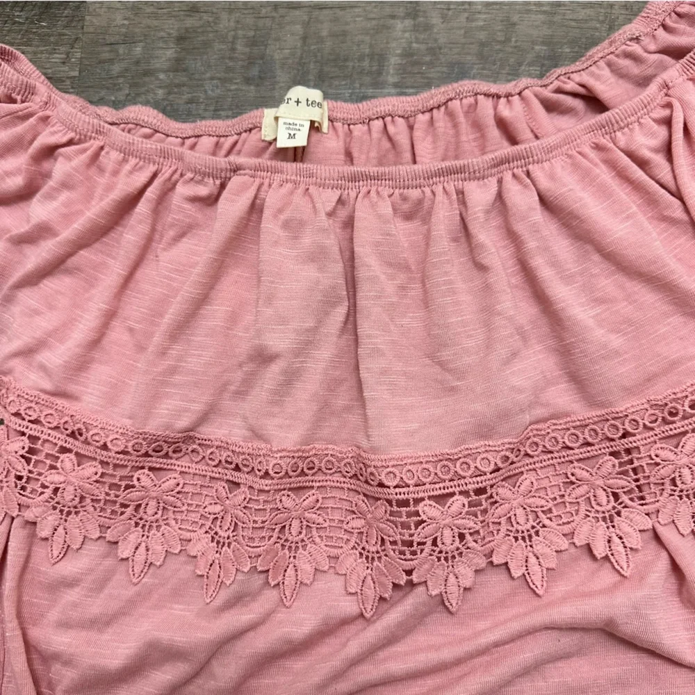 Women’s Pink / Mauve / Blush / Rose Peasant Off The Shoulder Top - Size Medium - Picture 7 of 15